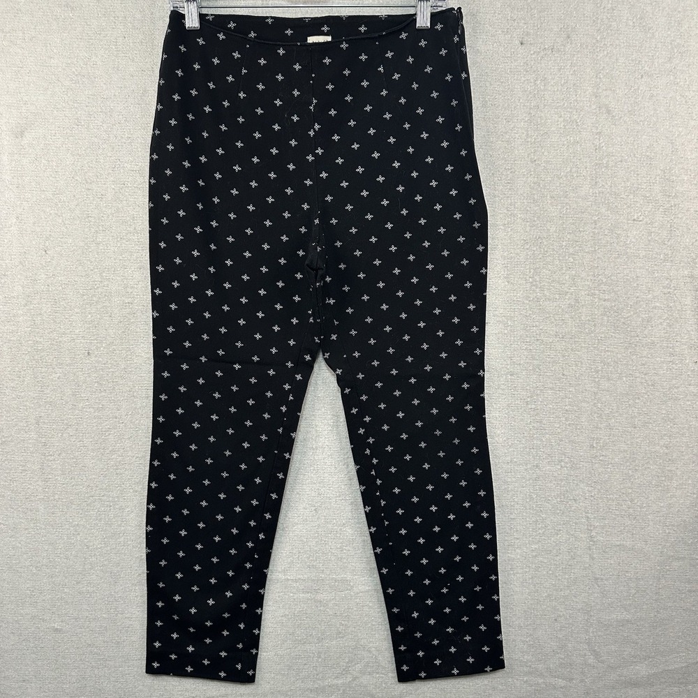 A New Day Stretch Elastizado Pants Sz 8 Black &‎ White Floral Star Casual